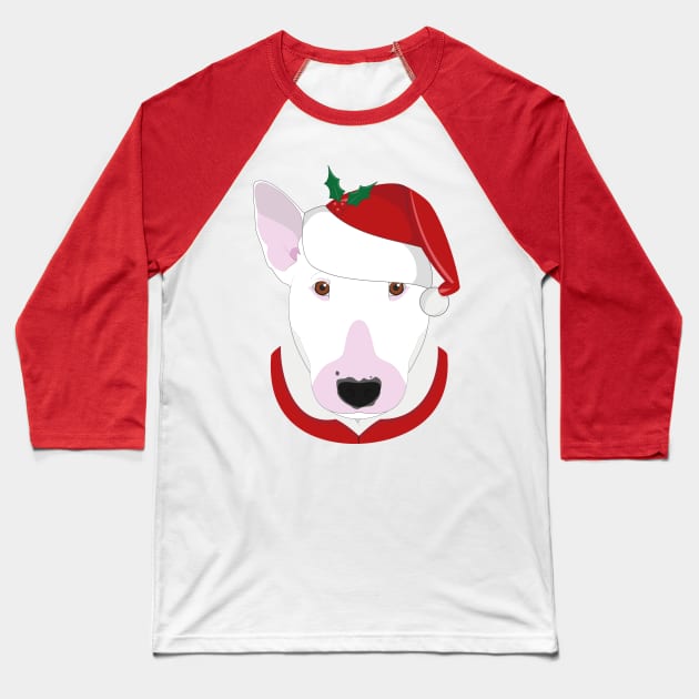 Bull Terrier Christmas Dog Baseball T-Shirt by JunkyDotCom